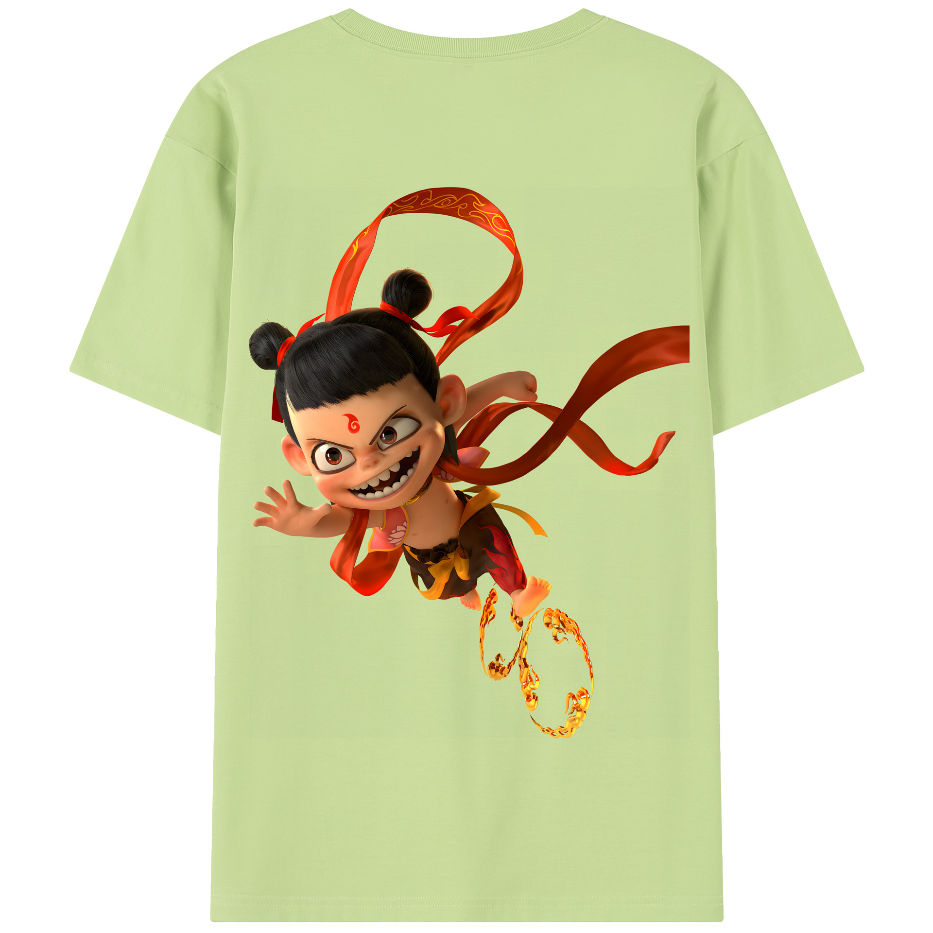 （画像用） Ne Zha 2 ナタ 魔童の大暴れ 綿100％半袖Tシャツ（背面プリント）